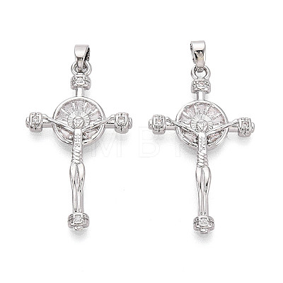 Religion Brass Micro Pave Cubic Zirconia Pendants KK-T073-47P-1