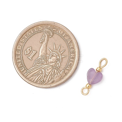 Natural Mixed Gemstone Heart Links Connector Charms PALLOY-JF05035-1