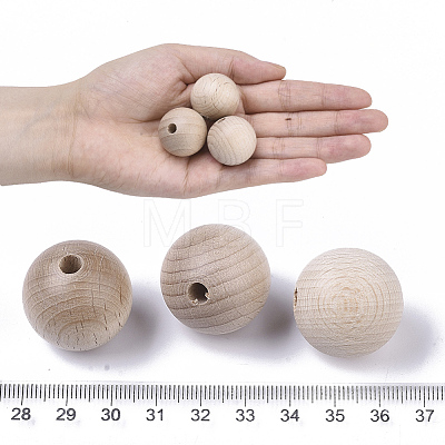 Natural Beech Wood Beads LS-WOOD-T020-01D-1