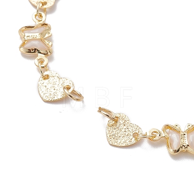 Handmade Butterfly Heart Brass Link Chain Bracelet Making AJEW-JB01150-17-1