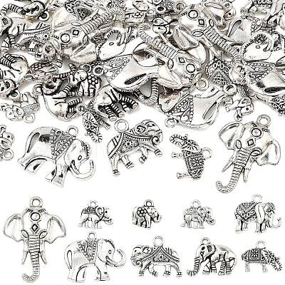 45Pcs 9 Styles Tibetan Style Alloy Pendants FIND-YW0011-10-1