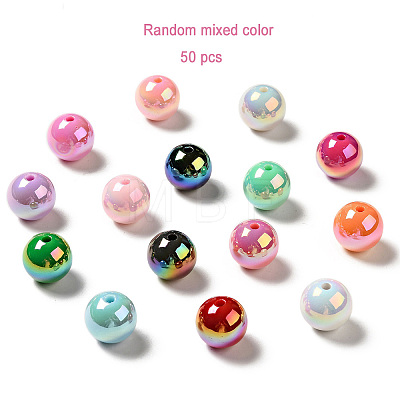 50Pcs UV Plating Rainbow Iridescent Acrylic Beads PACR-FP0001-05-1