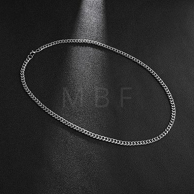 201 Stainless Steel Curb Chain Necklaces for Men NJEW-Q336-08D-P-1
