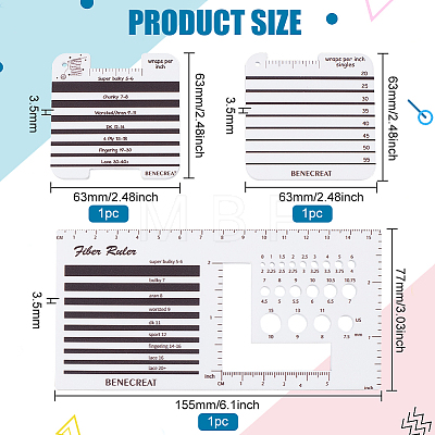 3Pcs 3 Styles Acrylic Yarn Wrap Per Inch Guide Board DIY-BC0006-91-1