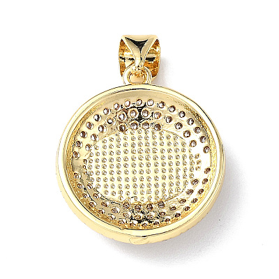 Real 18K Gold Plated Brass Clear Cubic Zirconia Pendants ZIRC-L102-12G-1