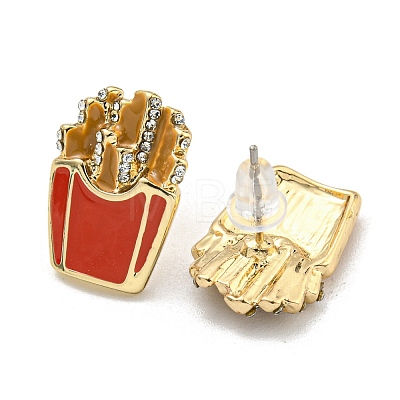 Pizza French Fries Ice Cream Alloy Rhinestone Stud Earrings EJEW-A043-01-1