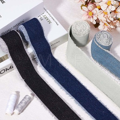 2 Rolls 2 Colors Polycotton Frayed Ribbon OCOR-CY0001-22A-1