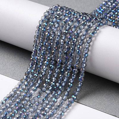 Transparent Electroplate Glass Beads Strands GLAA-H021-01B-HP01-1