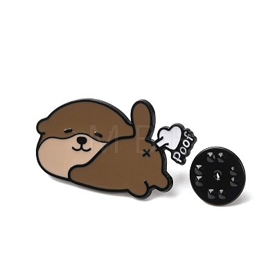 Bank Beaver with Word Poo Enamel Pins JEWB-K019-02D-EB-1