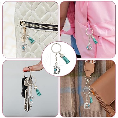 Alloy with Resin Imitation Synthetic Turquoise Keychain KEYC-YW00087-01-1