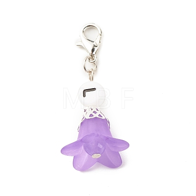 Frosted Flower Transparent Acrylic Pendant Decoration HJEW-JM00628-01-1