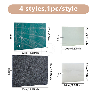 4Pcs 4 Styles PVC Cutting Mat Pad AJEW-DC0004-19-1