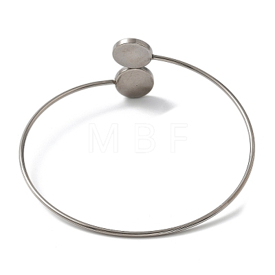 304 Stainless Steel Cuff Blank Bangle Bases with Round Tray STAS-Z088-03B-P-1