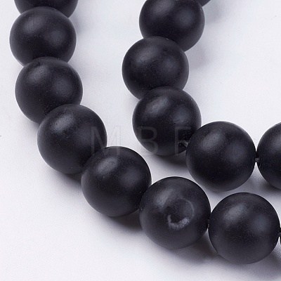 Natural Black Stone Bead Strands G-R193-01-12mm-1