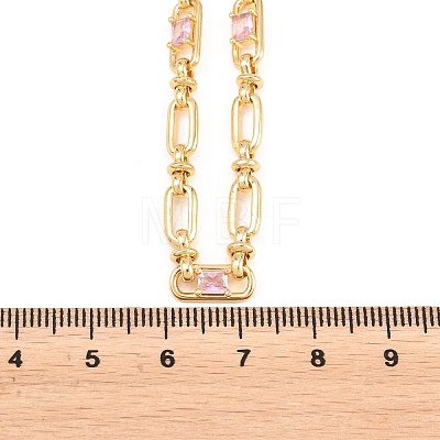 5MM Brass Pave Cubic Zirconia Oval Link Chain Necklaces NJEW-D324-01G-05-1