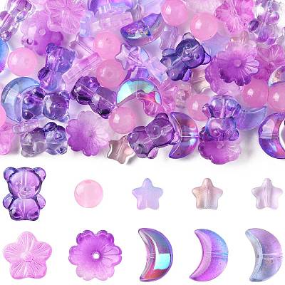 126Pcs 8 Styles Electroplate Transparent Glass Bead GLAA-FS0002-50-1