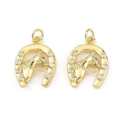 Brass Micro Pave Clear Cubic Zirconia Pendants KK-B177-05A-G-1