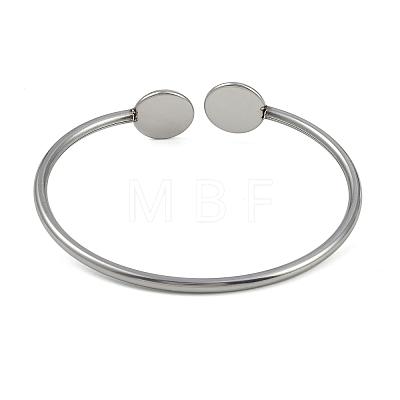 304 Stainless Steel Blank Bangle Bases with Flat Round Tray STAS-Z088-01P-04-1