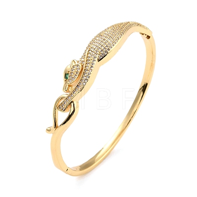 Green Cubic Zirconia Leopard Bangle BJEW-I298-21G-1