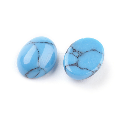 Synthetic Blue Turquoise Cabochons G-F528-29-6x8mm-1