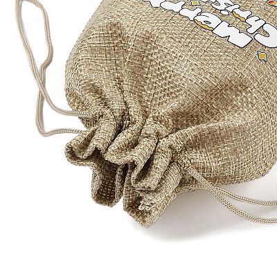 Christmas Printed Burlap Packing Pouches Drawstring Bags ABAG-Q053-02B-05-1