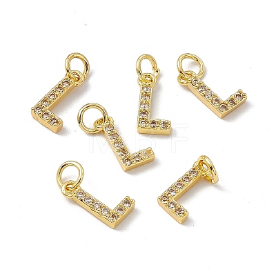 Real 18K Gold Plated Brass Micro Pave Clear Cubic Zirconia Charms KK-E068-VB452-L-1