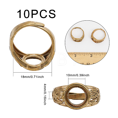 10Pcs Adjustable Brass Finger Rings Components KK-CA0002-20-1