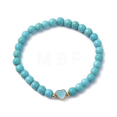 Natural & Synthetic Gemstone Round Beaded Stretch Bracelets BJEW-JB09881-1