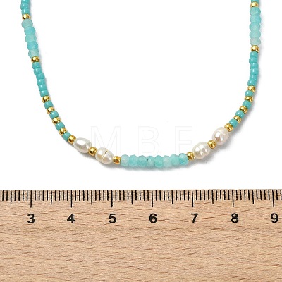 Boho Natural Cultured Freshwater Pearl & Round Seed Beaded Braided Necklaces for Women NJEW-JN06187-02-1