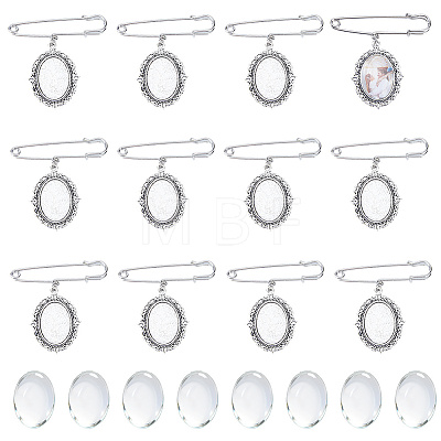 Alloy Oval Tray Brooch Base Settings JEWB-DC00007-1