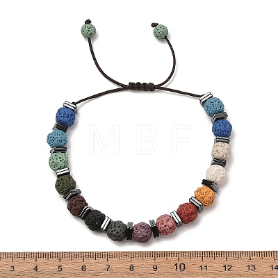 Chakra Round Dyed Natural Lava Rock Braided Bead Bracelets GG-CBA922D-01-1