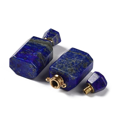 Natural Lapis Lazuli Faceted Perfume Bottle Pendants G-A026-11A-1