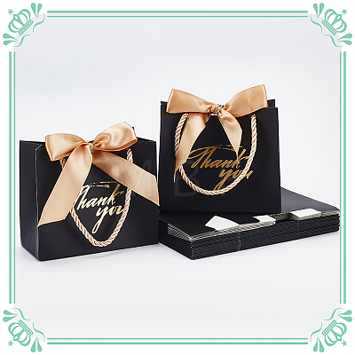 Rectangle Paper Wrapping Handle Bags with Ribbon CARB-WH0001-07C-1