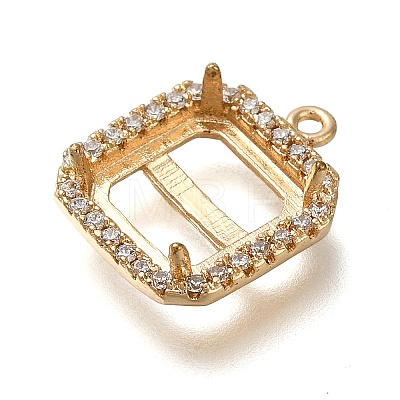 Rack Plating Brass Micro Pave Clear Cubic Zirconia Pendant Cabochon Settings KK-NH0001-17KCG-1