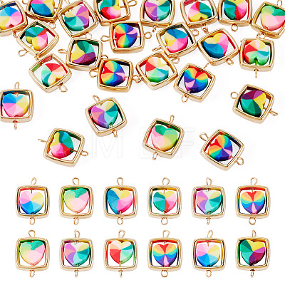 25Pcs Polymer Clay Heart & CCB Square Frame Links Connector Charms CLAY-TADJ0001-05-1