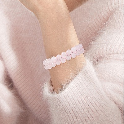 Natural  Rose Quartz Braided Bead Bracelet BJEW-SW00001-08-1