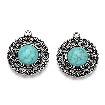Synthetic Turquoise Pendants X1-PALLOY-TAC0044-58AS-1
