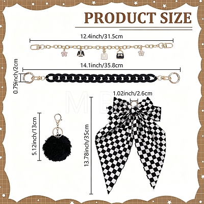4Pcs Aluminium Bag Extender Chains & Pendant Decoration HJEW-FG00044-1