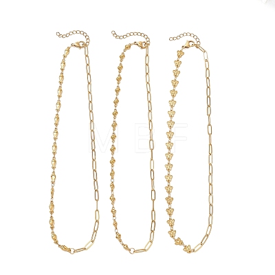 304 Stainless Steel Fish Shell Shape Butterfly Link Mixed Chain Necklaces for Women NJEW-JN05991-1
