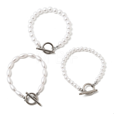 Plastic Pearl Beaded Bracelets for Women BJEW-L716-02P-1