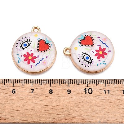 Printed Rack Plating Alloy Enamel Pendants ENAM-T020-02D-1