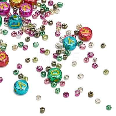 Metallic Colours Style Beads DIY Jewelry Making Finding Kit DIY-YW0004-56-1