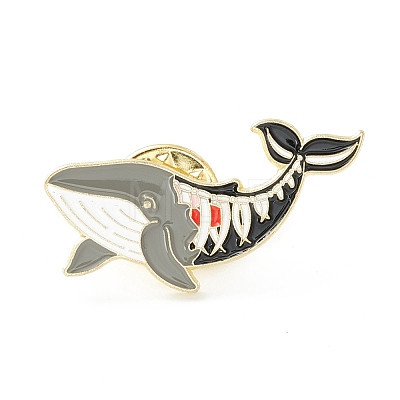 Skeleton Whale Enamel Pin JEWB-M022-09-1