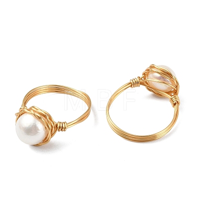 Natural Cultured Freshwater Pearl Finger Rings for Women RJEW-JR01029-1