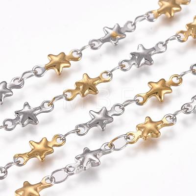 304 Stainless Steel Star Link Chains STAS-D233-23GP-1