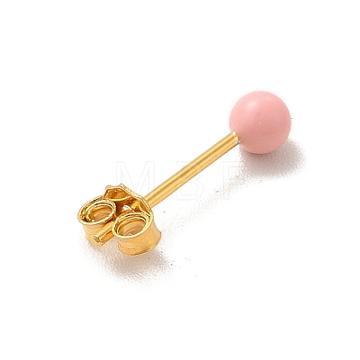 Enamel Round Ball Stud Earrings EJEW-C020-01G-06-1