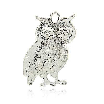 Antique Silver Tone Alloy Synthetic Turquoise Bird Pendants PALLOY-J442-01AS-1