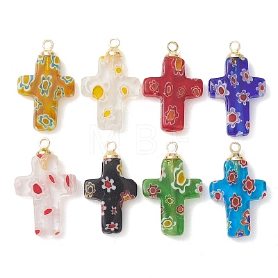 Handmade Millefiori Lampwork Pendants PALLOY-JF05206-1