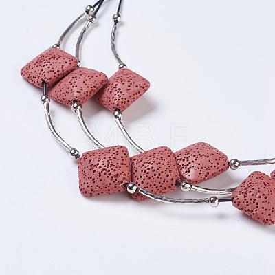 Waxed Cord Tiered Necklaces NJEW-P185-B-1