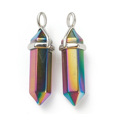 Electroplate Non-Magnetic Synthetic Hematite Pointed Pendants G-M378-01P-B01-1